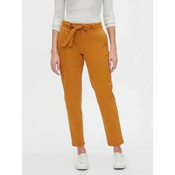 Banana Republic Sun Orange Tie Waist Chino Pant 6 - Picture 1 of 5